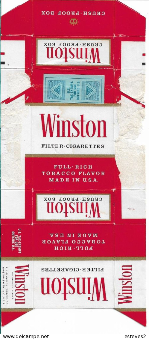 WINSTON . Tax Revenue Stamp Dor Use Outside U.S.    ,   Empty Tobacco  Pack - Schnupftabakdosen (leer)