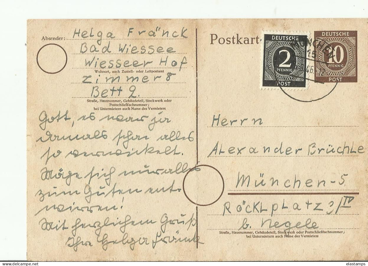 DP GS1946 MUNCHEN - Postal  Stationery