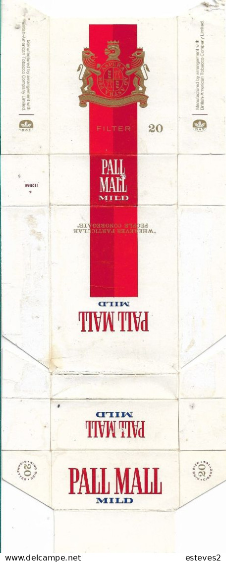 PALL MALL MILD    ,   Empty Tobacco  Pack - Boites à Tabac Vides