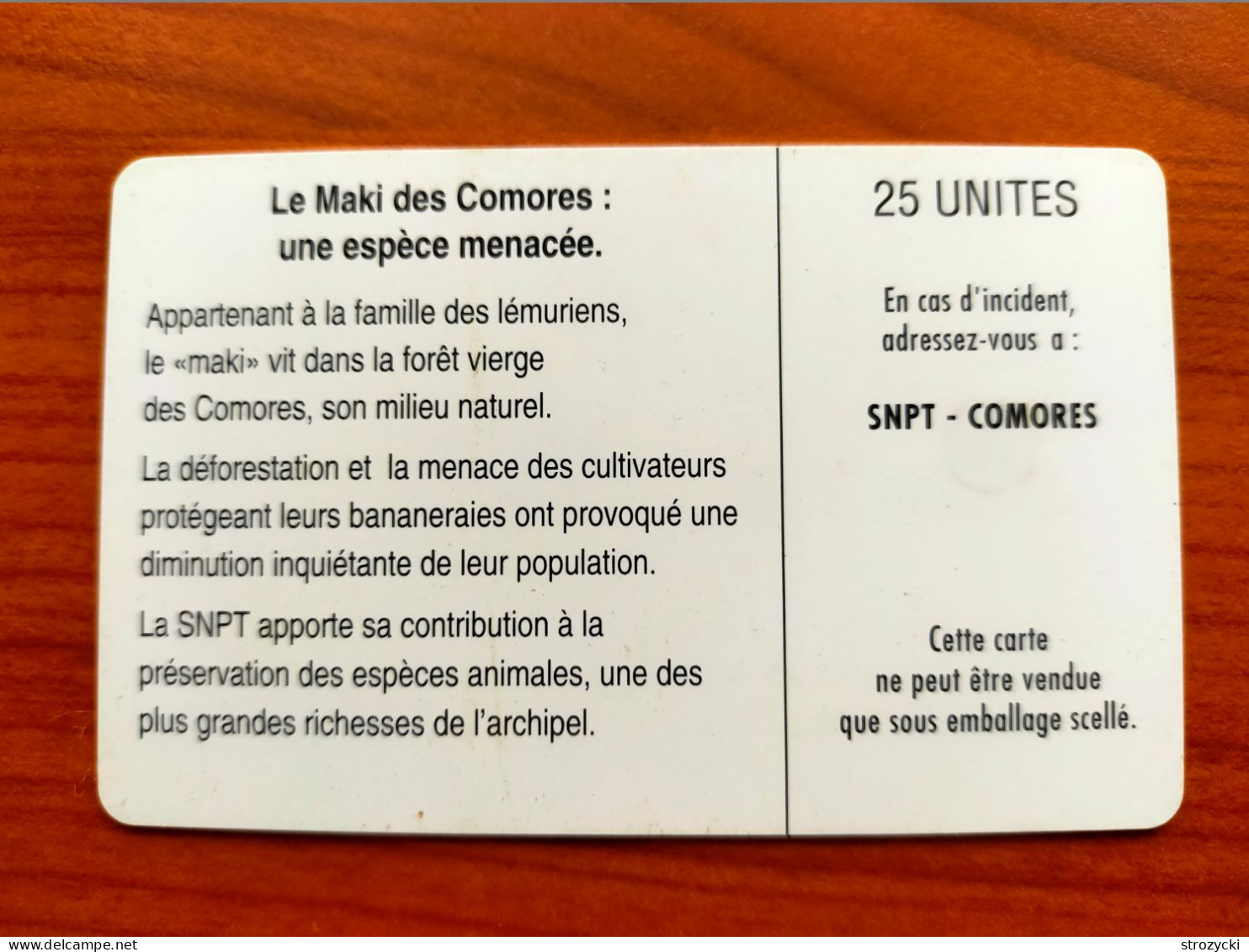 Comoros -  Le Maki Des Comores (Without Moreno Logo And CN) - Comoren