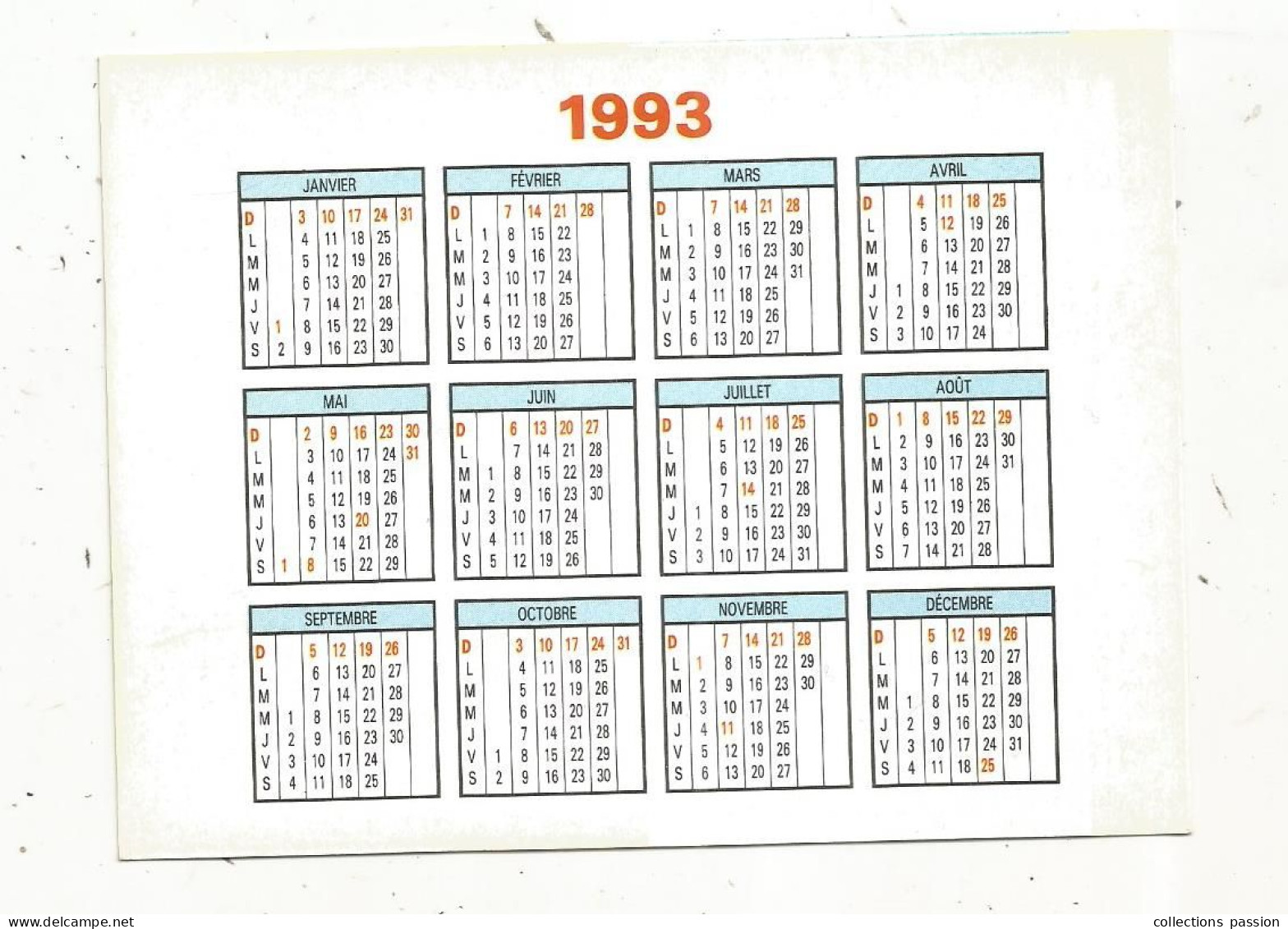 Calendrier , Petit Format,  1993,mots Fléchés GUY-HACHETTE, 2 Scans - Petit Format : 1991-00