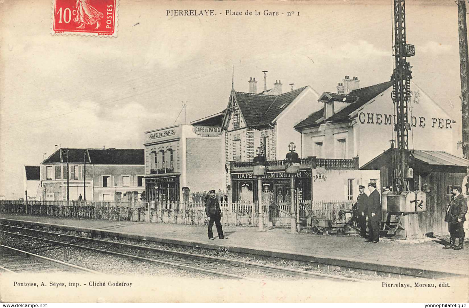 95 - VAL D'OISE - PIERRELAYE - Place De La Gare - Chemin De Fer Café De Paris - Superbe - 10700 - Pierrelaye