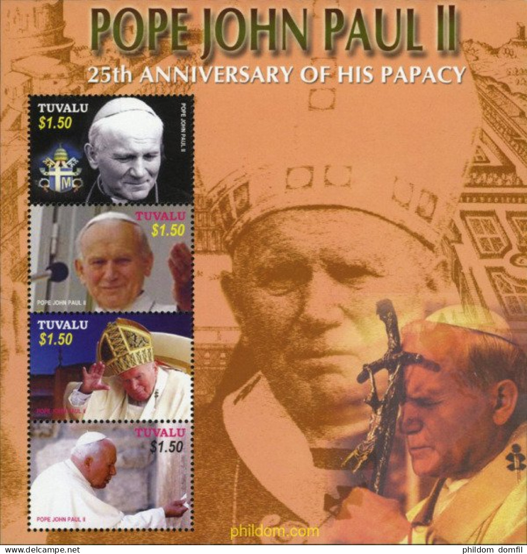 176775 MNH TUVALU 2005 25 ANIVERSARIO DEL PONTIFICADO DEL PAPA JUAN PABLO II - Autres & Non Classés