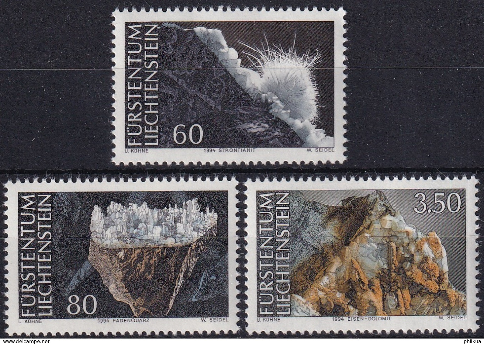 MiNr. 1093 - 1095 Liechtenstein 1994, 5. Sept. Mineralien - Postfrisch/**/MNH - Minéraux