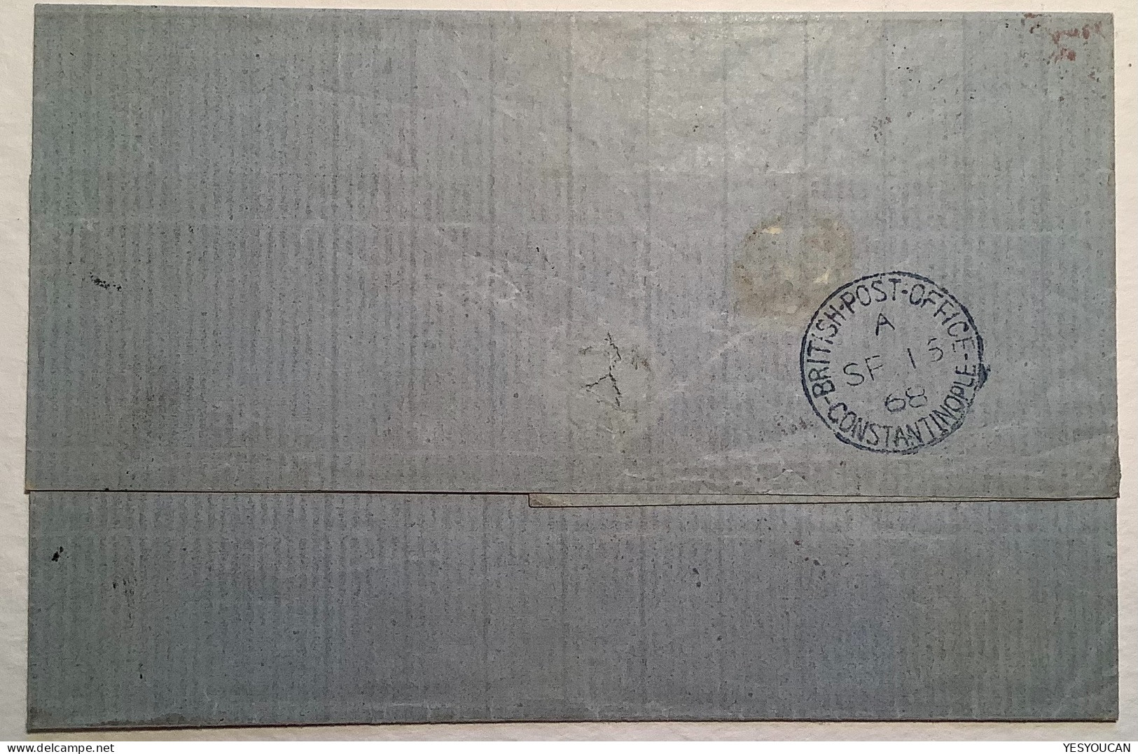 BRITISH POST OFFICE CONSTANTINOPLE "C" GB6d 1868 Cover>London (Queen Victoria Levant Levante Turquie Turkey Used Abroad - Covers & Documents