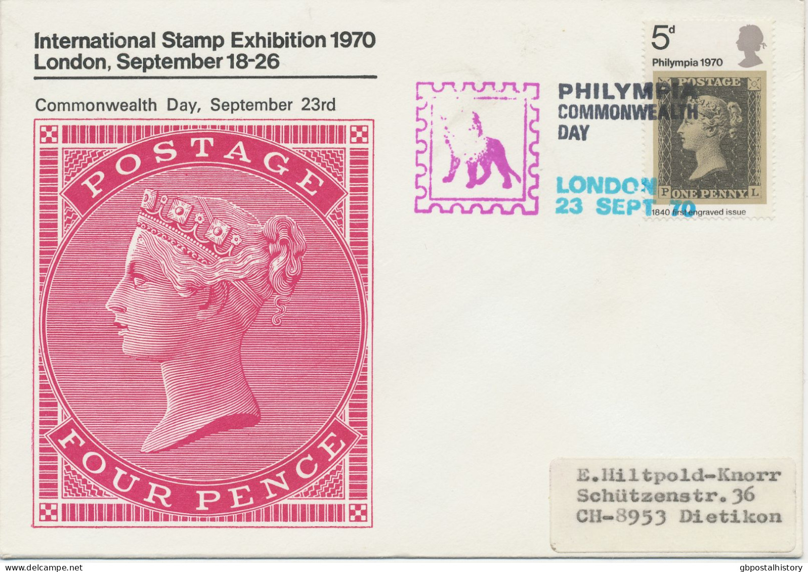 GB 1970 Philympia London - Commonwealth Day On Very Fine Cover To Switzerland - Cartas & Documentos
