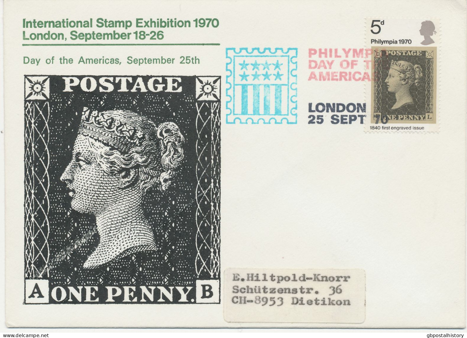 GB 1970 Philympia London - Day Of The Americas On Very Fine Cover To Switzerland - Brieven En Documenten