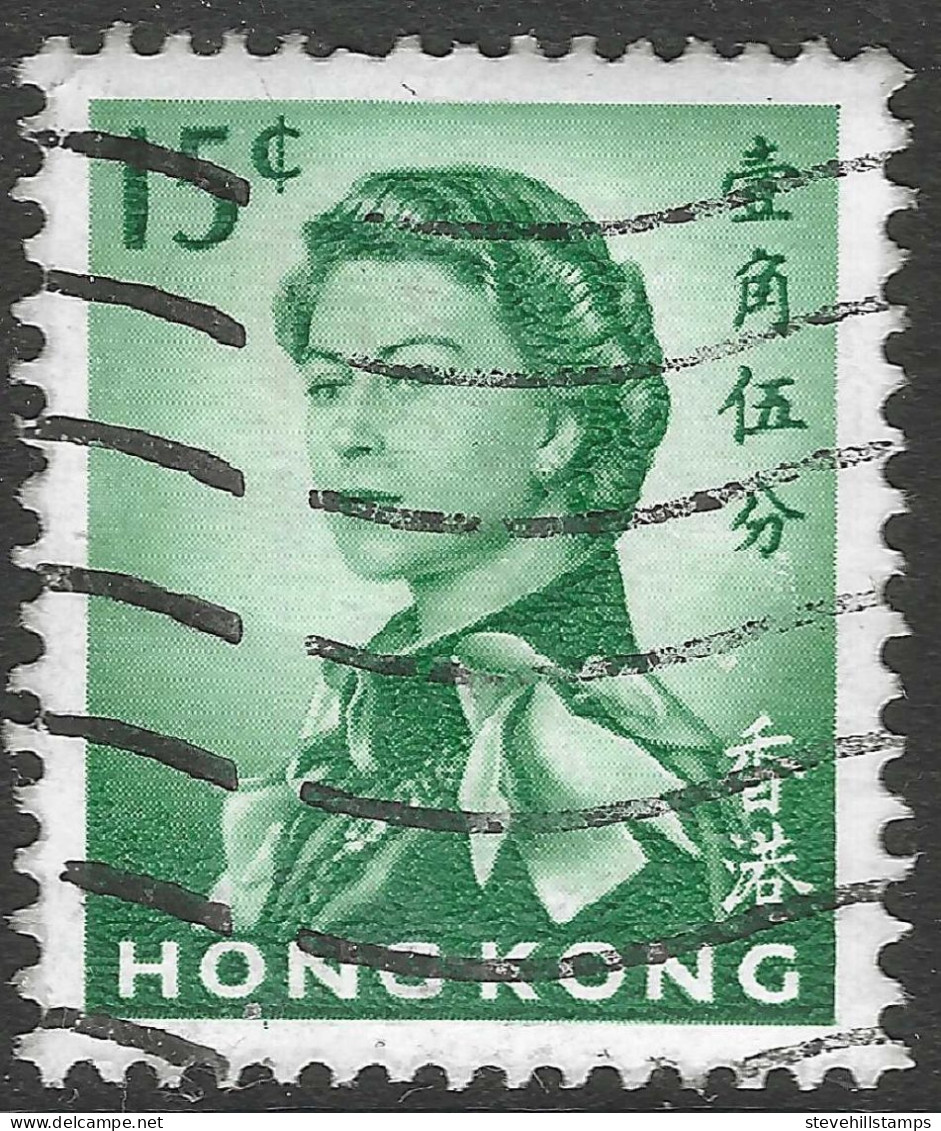 Hong Kong. 1962-73 QEII. 15c Used. Upright Block CA W/M SG 198 - Used Stamps