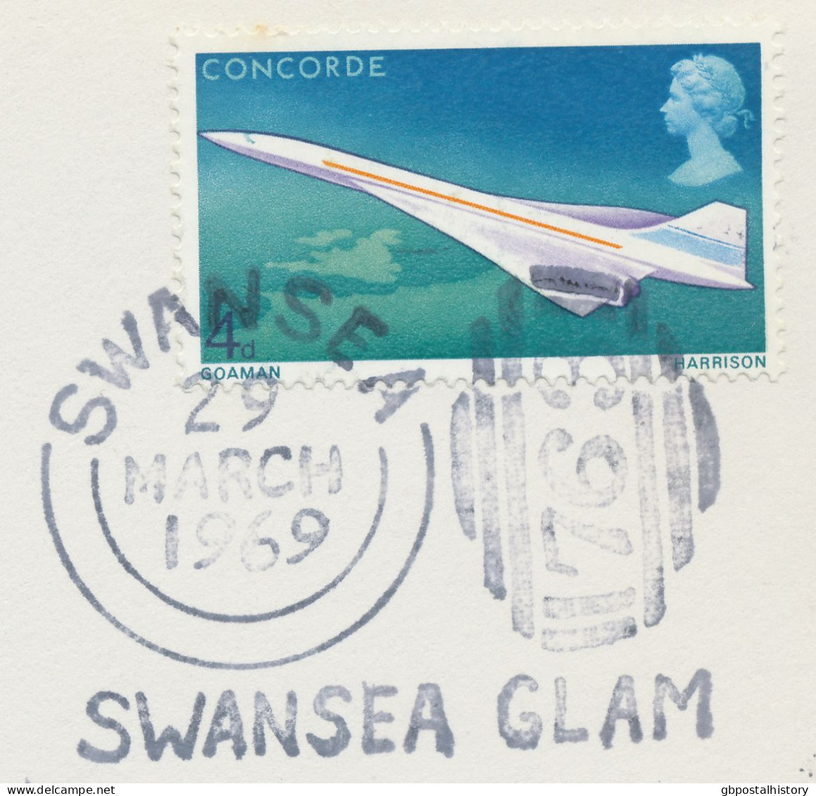 GB 1969 Swansea Glam (with "763" Killer) On Very Fine Cover - Variety: Only One Phosphorband At Left (not Known By S.G. - Storia Postale