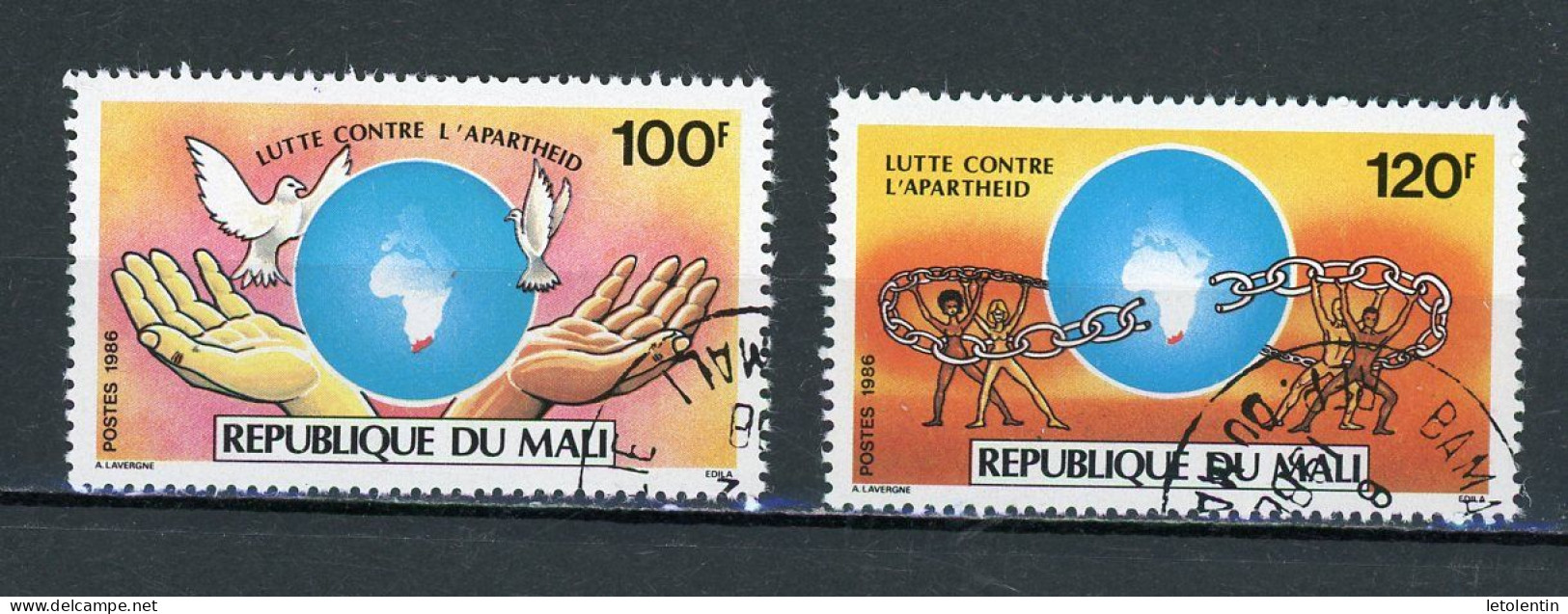 MALI : CONTRE L'APARTHEID - N° Yvert 530+531 Obli. - Mali (1959-...)