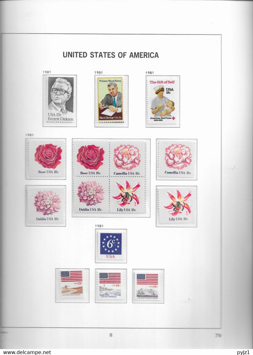 1981 MNH USA  Year Complete According To DAVO Album, Postfris** - Full Years