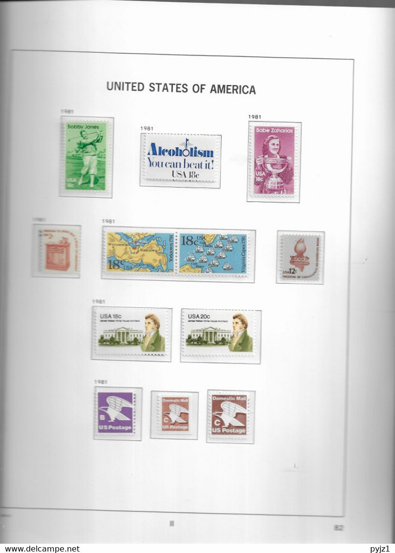 1981 MNH USA  Year Complete According To DAVO Album, Postfris** - Années Complètes