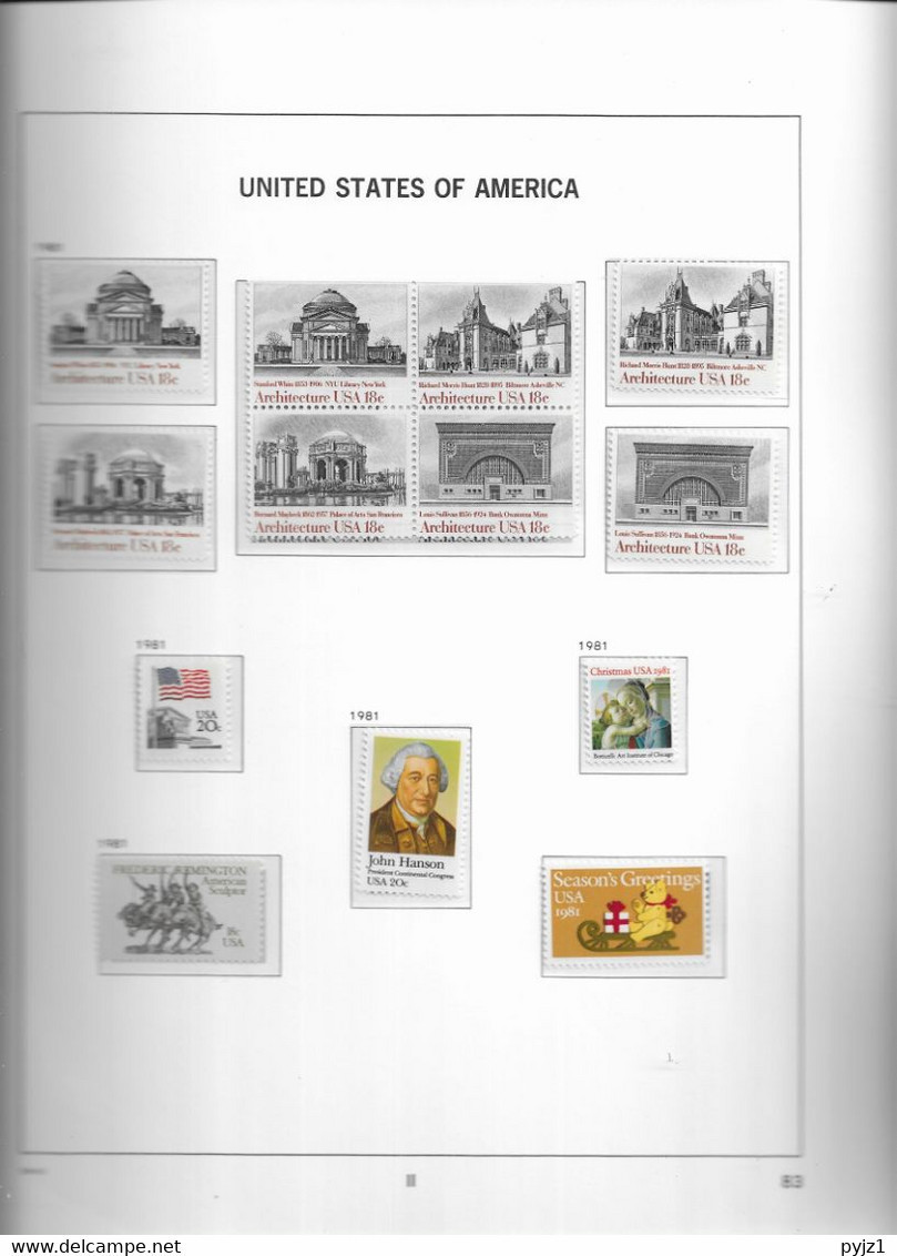 1981 MNH USA  Year Complete According To DAVO Album, Postfris** - Años Completos