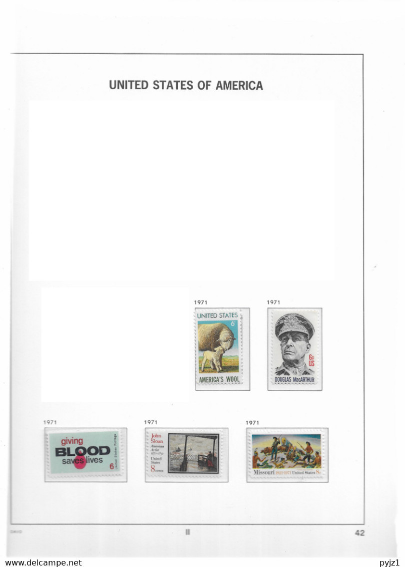 1971 MNH USA  Year Complete According To DAVO Album, Postfris** - Full Years