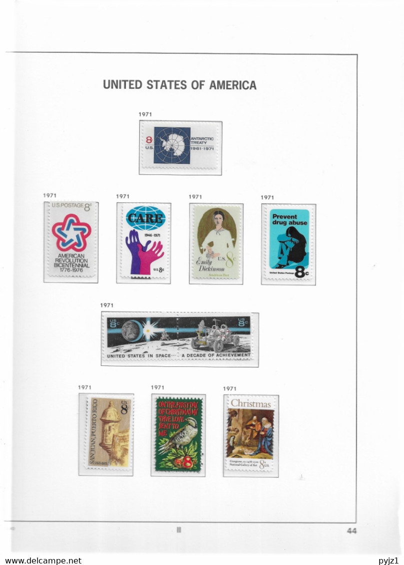 1971 MNH USA  Year Complete According To DAVO Album, Postfris** - Años Completos