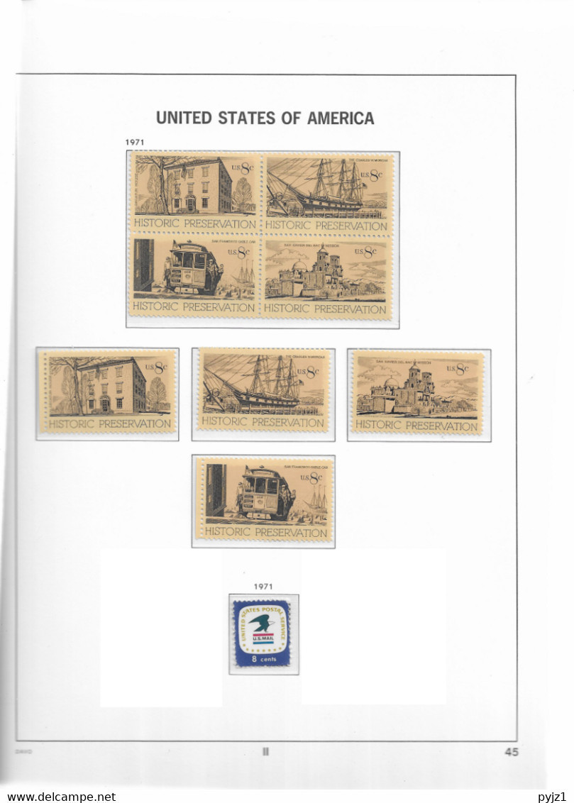1971 MNH USA  Year Complete According To DAVO Album, Postfris** - Années Complètes