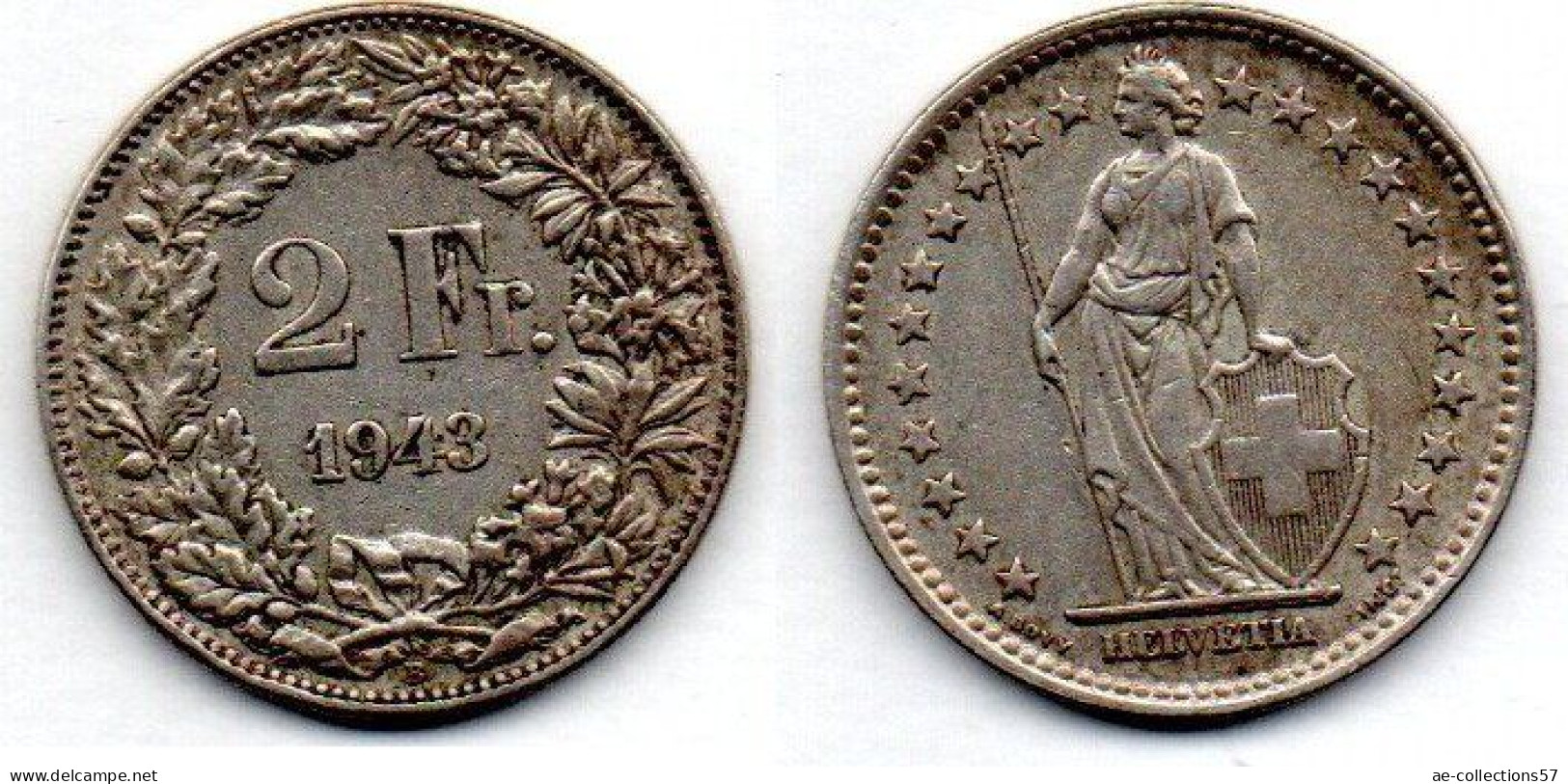 MA 20819 / Suisse - Switzerland - Schweiz 2 Francs 1943 B TTB+ - Autres & Non Classés