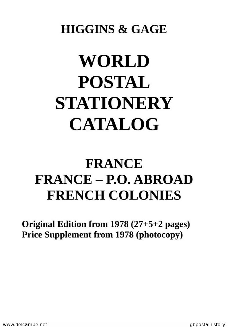 Higgins & Gage WORLD POSTAL STATIONERY CATALOG FRANCE, P.O. ABROAD, COLONIES PDF-File - Frankreich