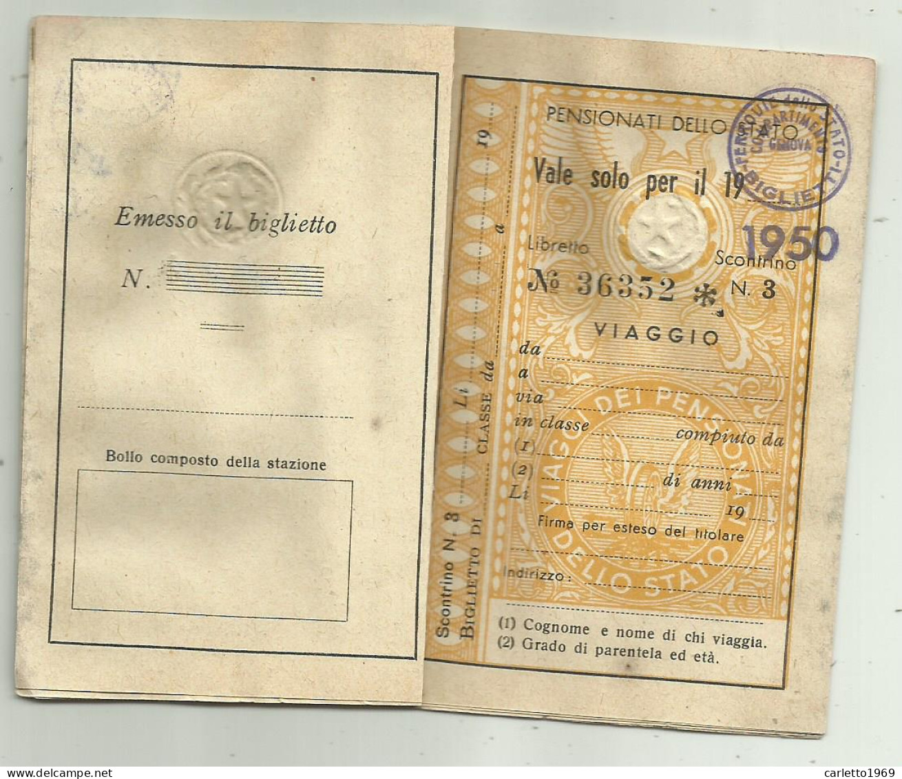 4 TESSERE PENSIONATI DELLO STATO ANNO 1950/51/53/55 - Cartes De Membre