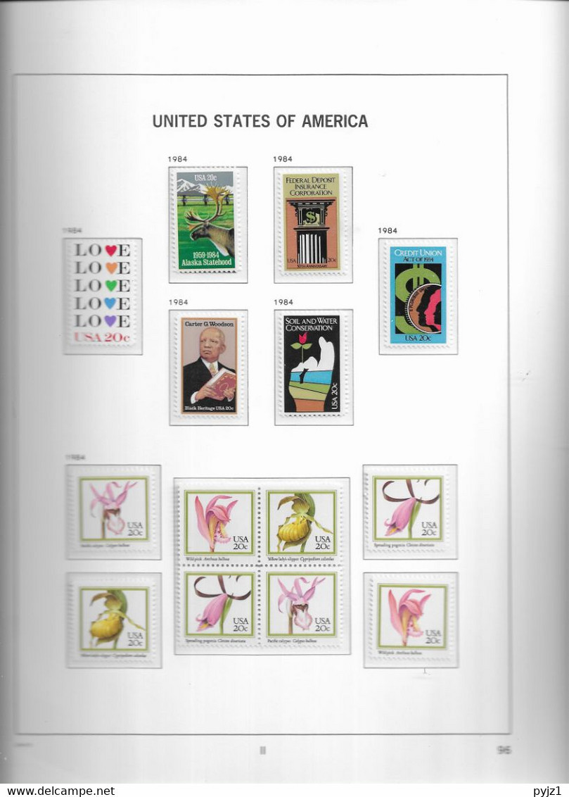 1984 MNH USA  Year Complete According To DAVO Album, Postfris** - Années Complètes