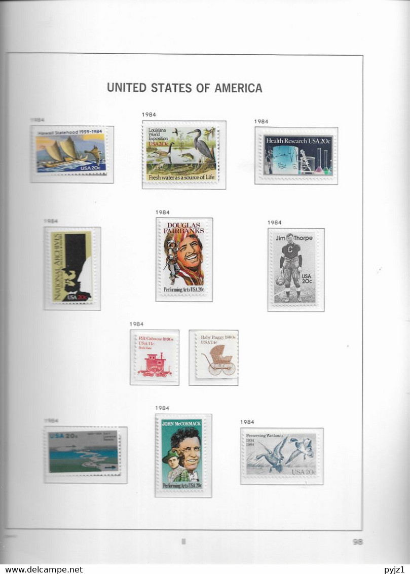 1984 MNH USA  Year Complete According To DAVO Album, Postfris** - Full Years