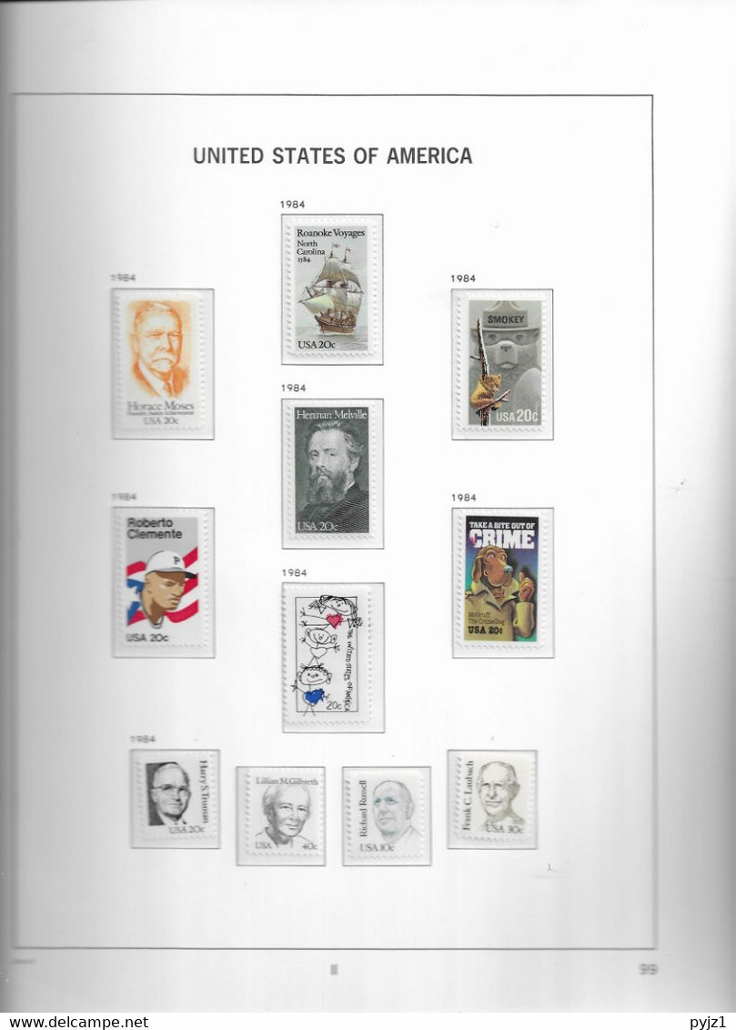 1984 MNH USA  Year Complete According To DAVO Album, Postfris** - Années Complètes