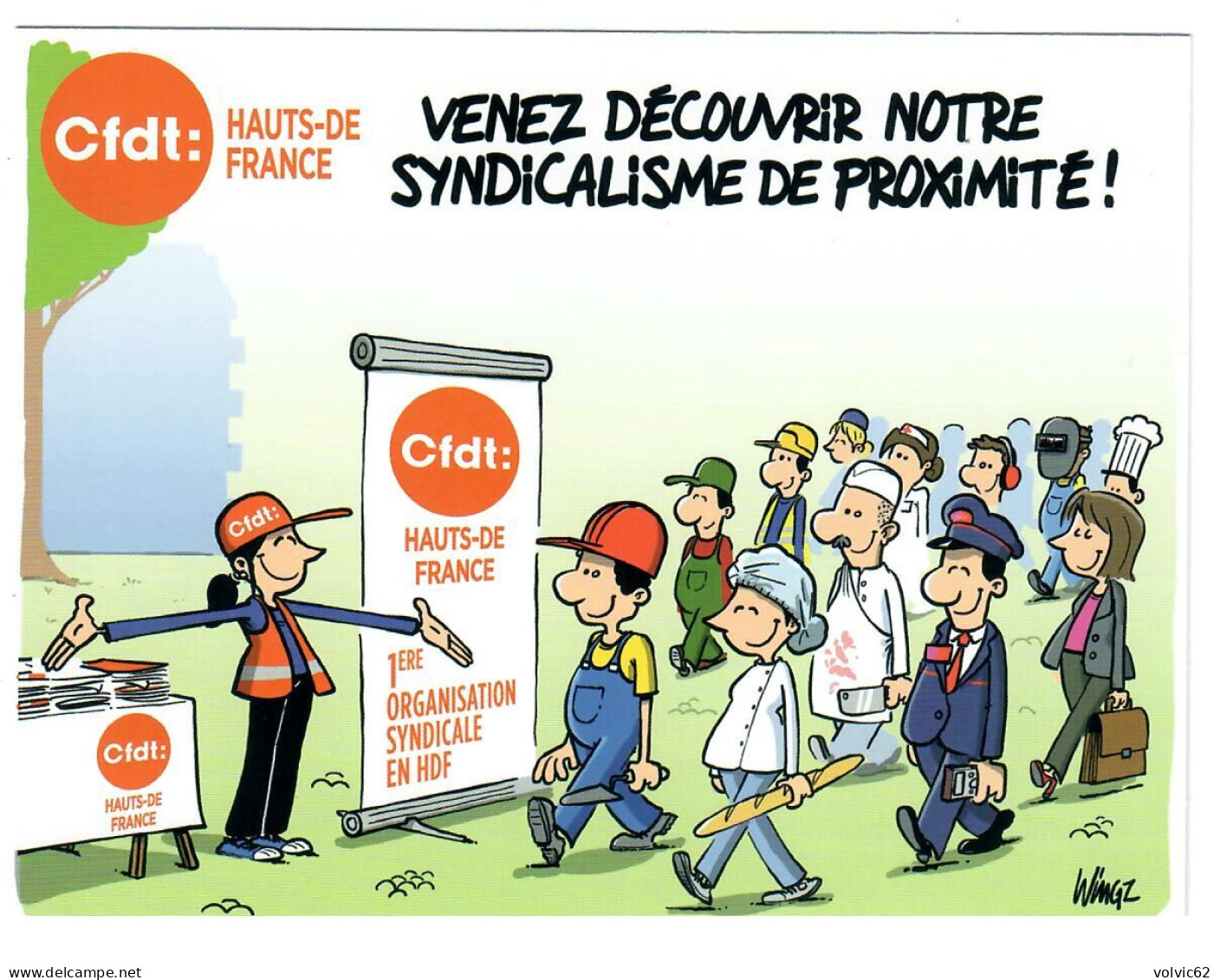 Carte Publicitaire Syndicat CFDT Haut De France Illustrateur WIMGZ - Gewerkschaften