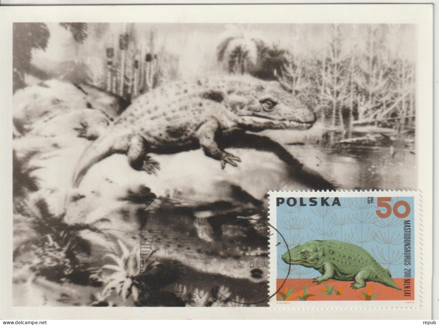 Pologne Carte Maximum 1966 Animaux Préhistoriques 1509 - Maximum Cards