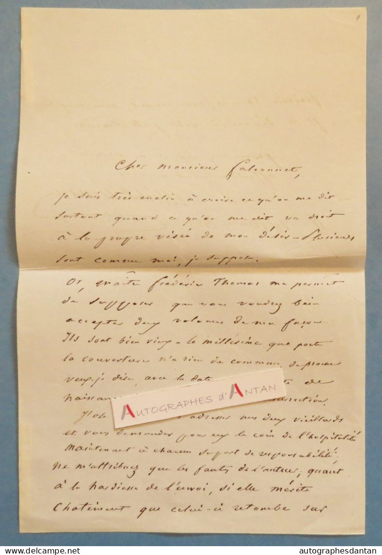 ● L.A.S 1863 Michel MASSON écrivain Et Journaliste - Société Des Gens De Lettres - Lettre Autographe à M. Falconnet - Fr - Writers