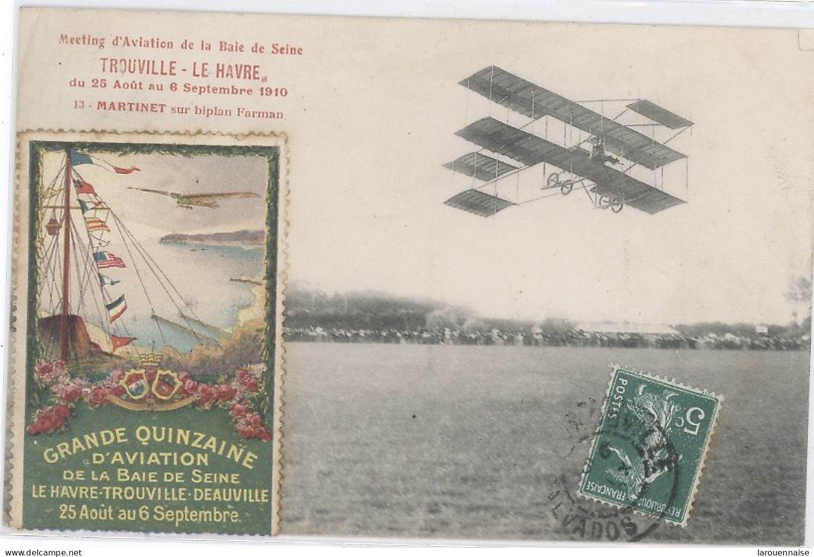 14 -TROUVILLE -GRANDE QUINZAINE D'AVIATION DE LA BAIE DE SEINE- VIGNETTE POLYCHROME - SILOMBRA V 1 - N°137 /CP - Deportes