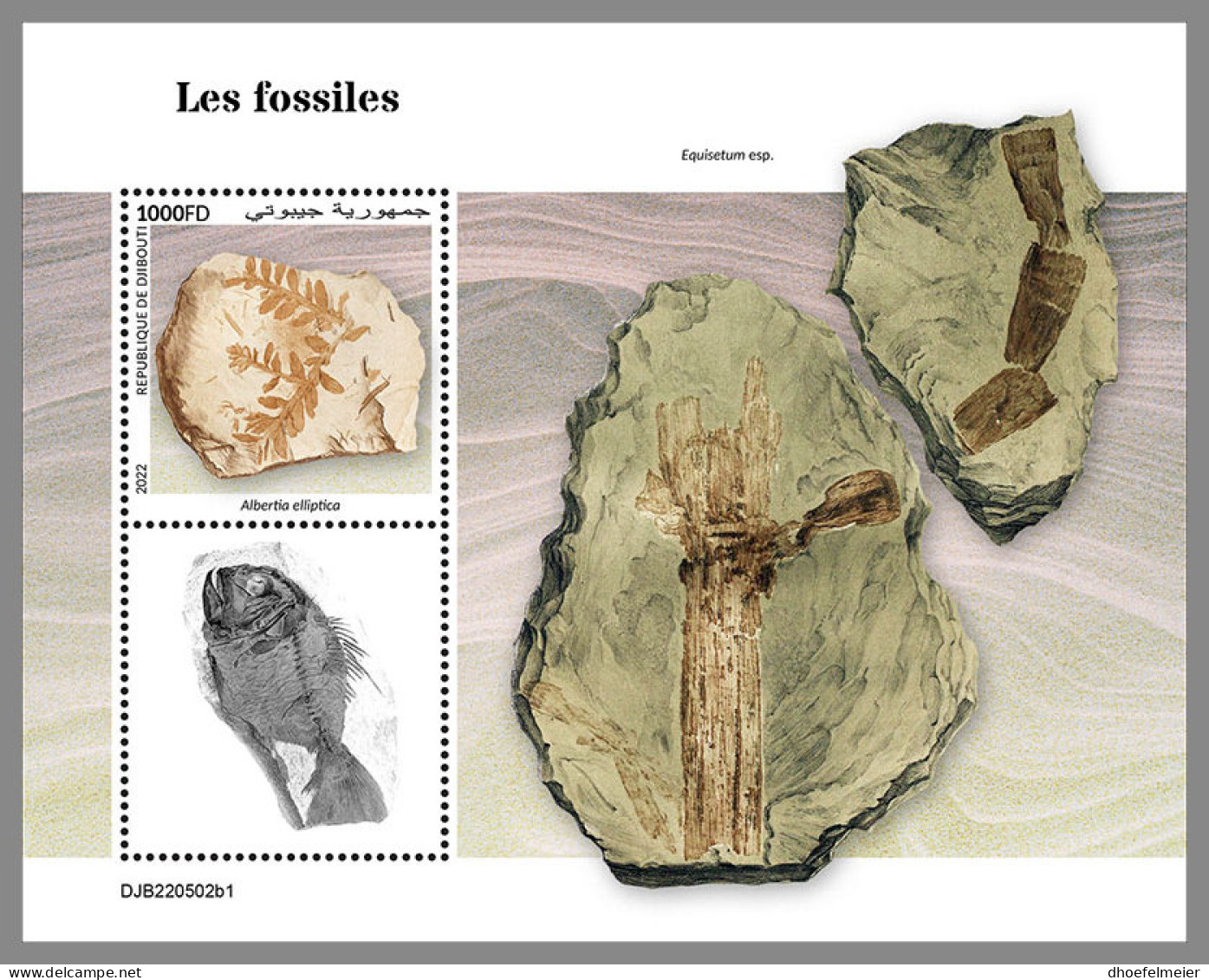 DJIBOUTI 2022 MNH Fossils Fossilien Fossiles S/S I - OFFICIAL ISSUE - DHQ2312 - Fossili