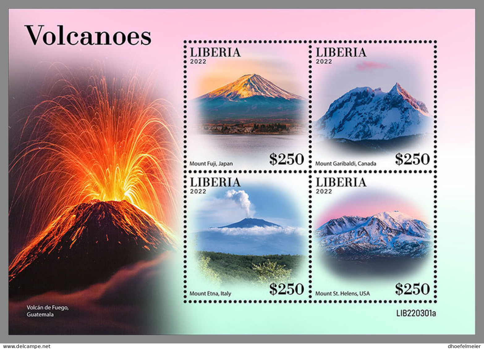 LIBERIA 2022 MNH Volcanoes Vulkane Volcans M/S - OFFICIAL ISSUE - DHQ2312 - Volcans