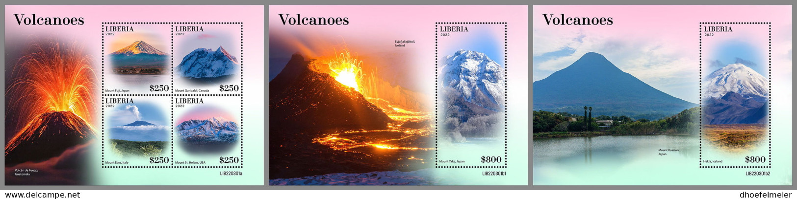 LIBERIA 2022 MNH Volcanoes Vulkane Volcans M/S+2S/S - OFFICIAL ISSUE - DHQ2312 - Volcans