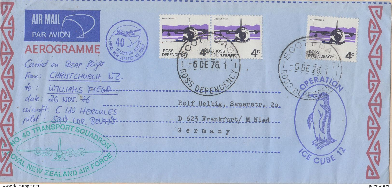 Ross Dependency BZAF Flight From Christchurch To  Williams Field  Ca Scott Base 6 DE 1976 (XX160B) - Covers & Documents