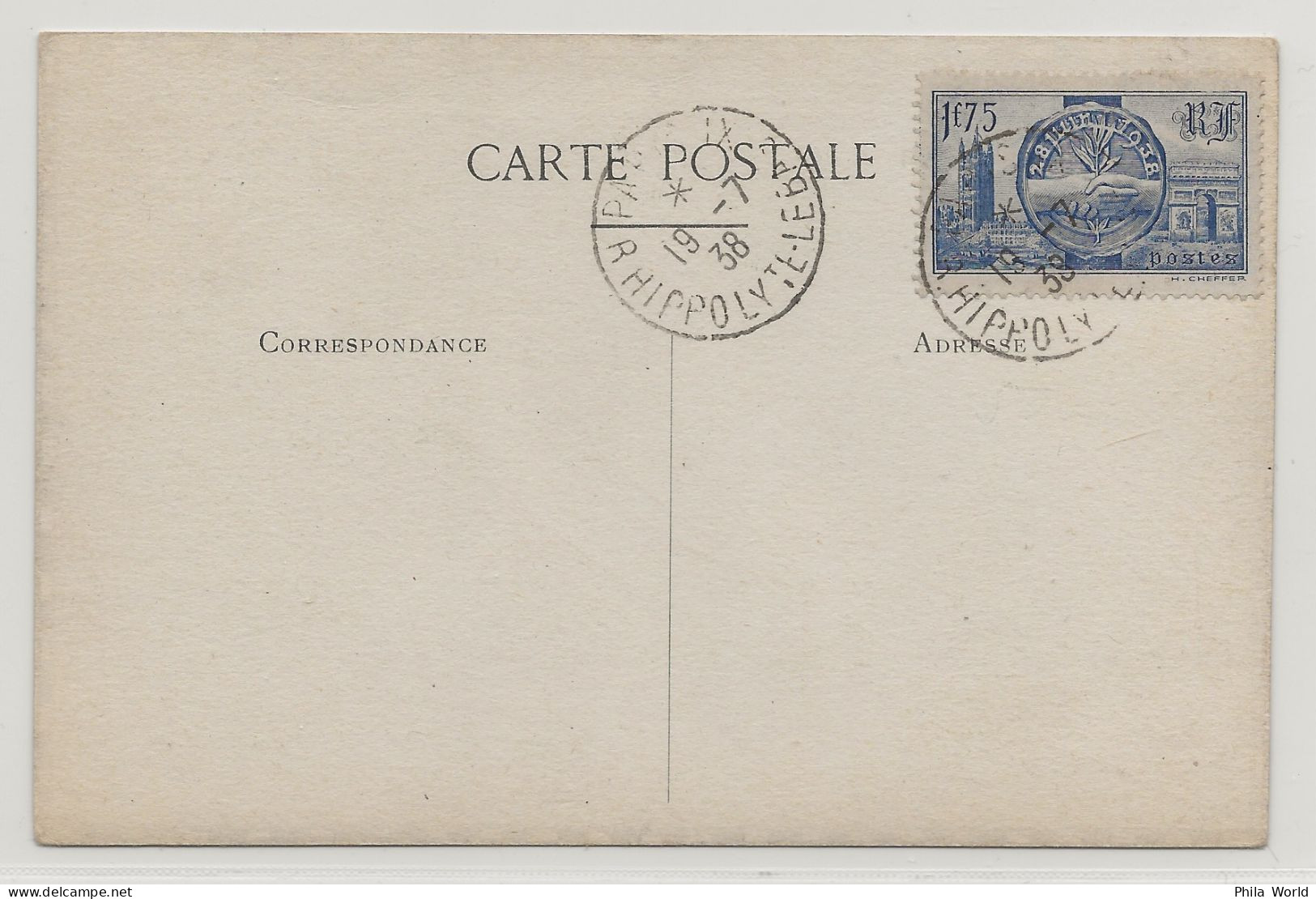 CARTE POSTALE CPSM 1938 Visite Souverains Britanniques PARIS King Roi EDOUARD VI Queen Reine ELIZABETH YT 400 Oblitéré - Storia Postale