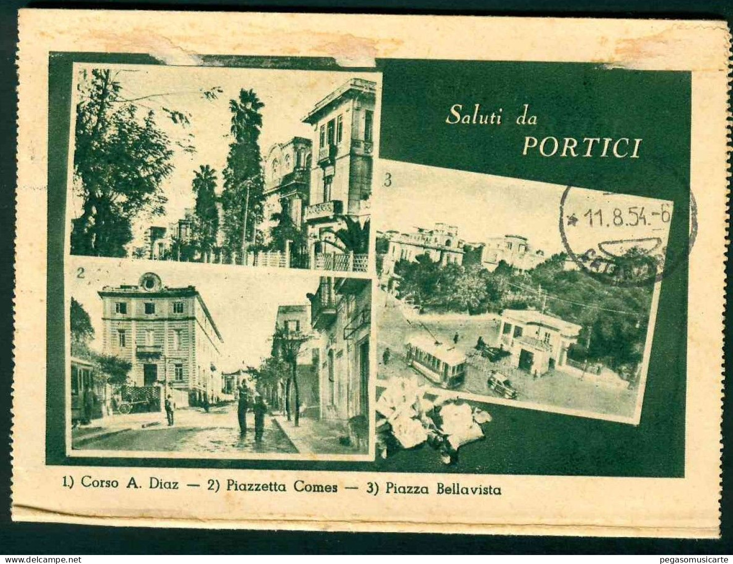 CLZ012 - SALUTI DA PORTICI NAPOLI - LETTERA ILLUSTRATA ANIMATA 1954 - Portici