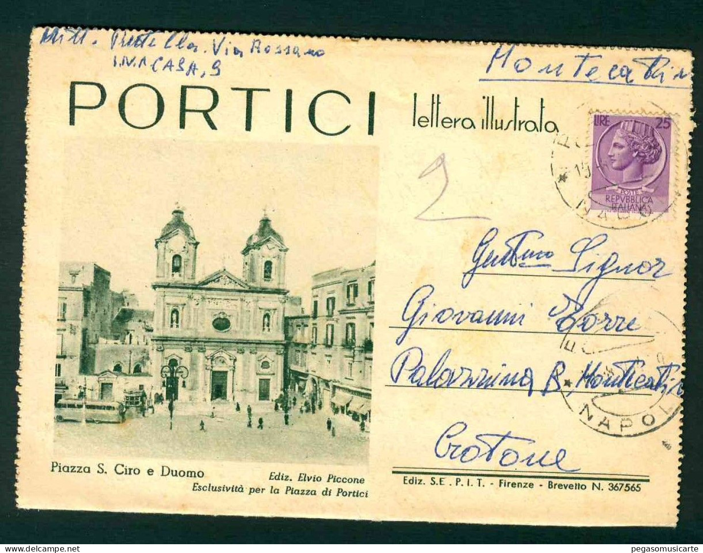 CLZ012 - SALUTI DA PORTICI NAPOLI - LETTERA ILLUSTRATA ANIMATA 1954 - Portici