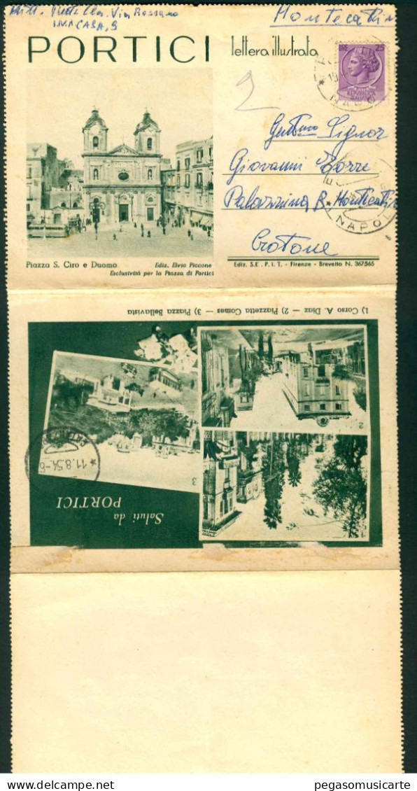 CLZ012 - SALUTI DA PORTICI NAPOLI - LETTERA ILLUSTRATA ANIMATA 1954 - Portici