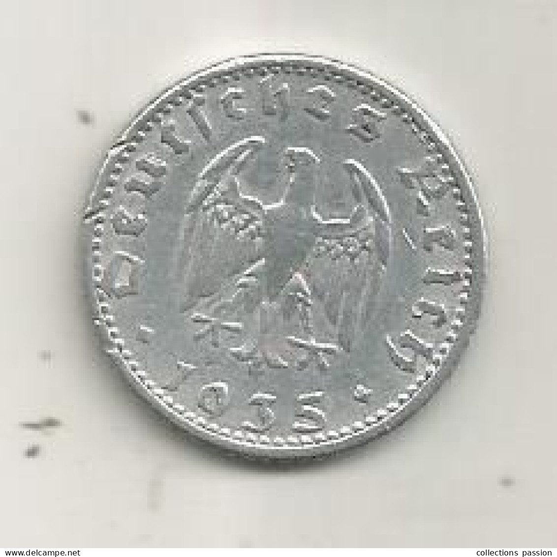 Monnaie, ALLEMAGNE, 50 Reichspfennig ,1935 D,  2 Scans - 50 Reichspfennig