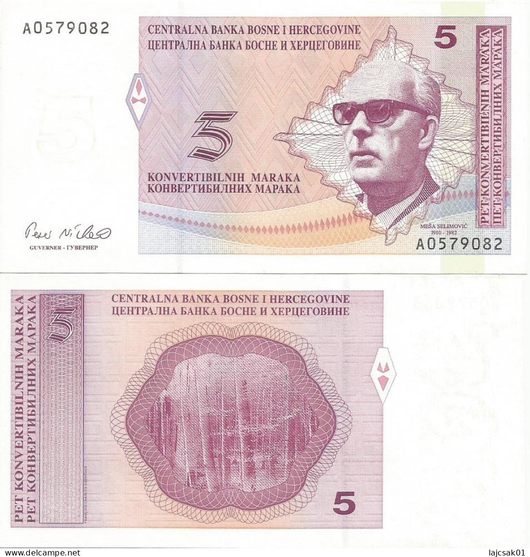 Bosnia And Herzegovina 5 Konvertibilnih Maraka 1998. UNC P-61 - Bosnie-Herzegovine