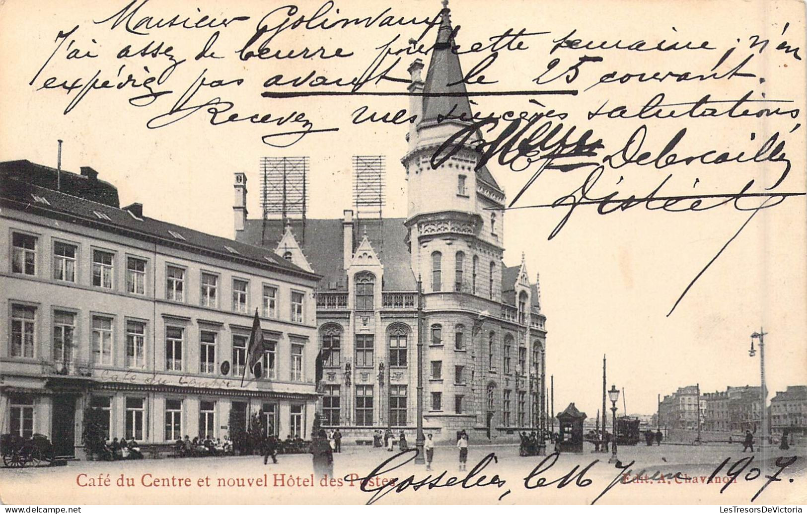 BELGIQUE - Liège - Café Du Centre Et Nouvel Hôtel Des Postes - Carte Postale Ancienne - Liege