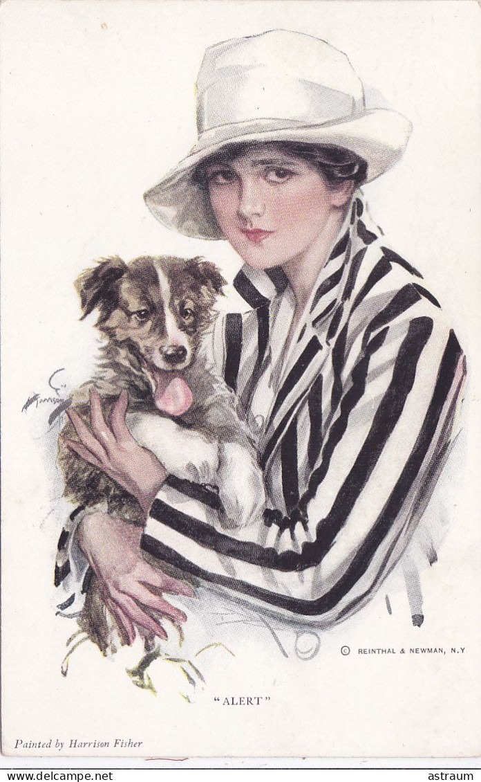 Cpa- Illustrateur Fischer Harrison -- Albert - Femme Avec Chapeau Et Chien  - Edi .reinthal & Newman - Fisher, Harrison