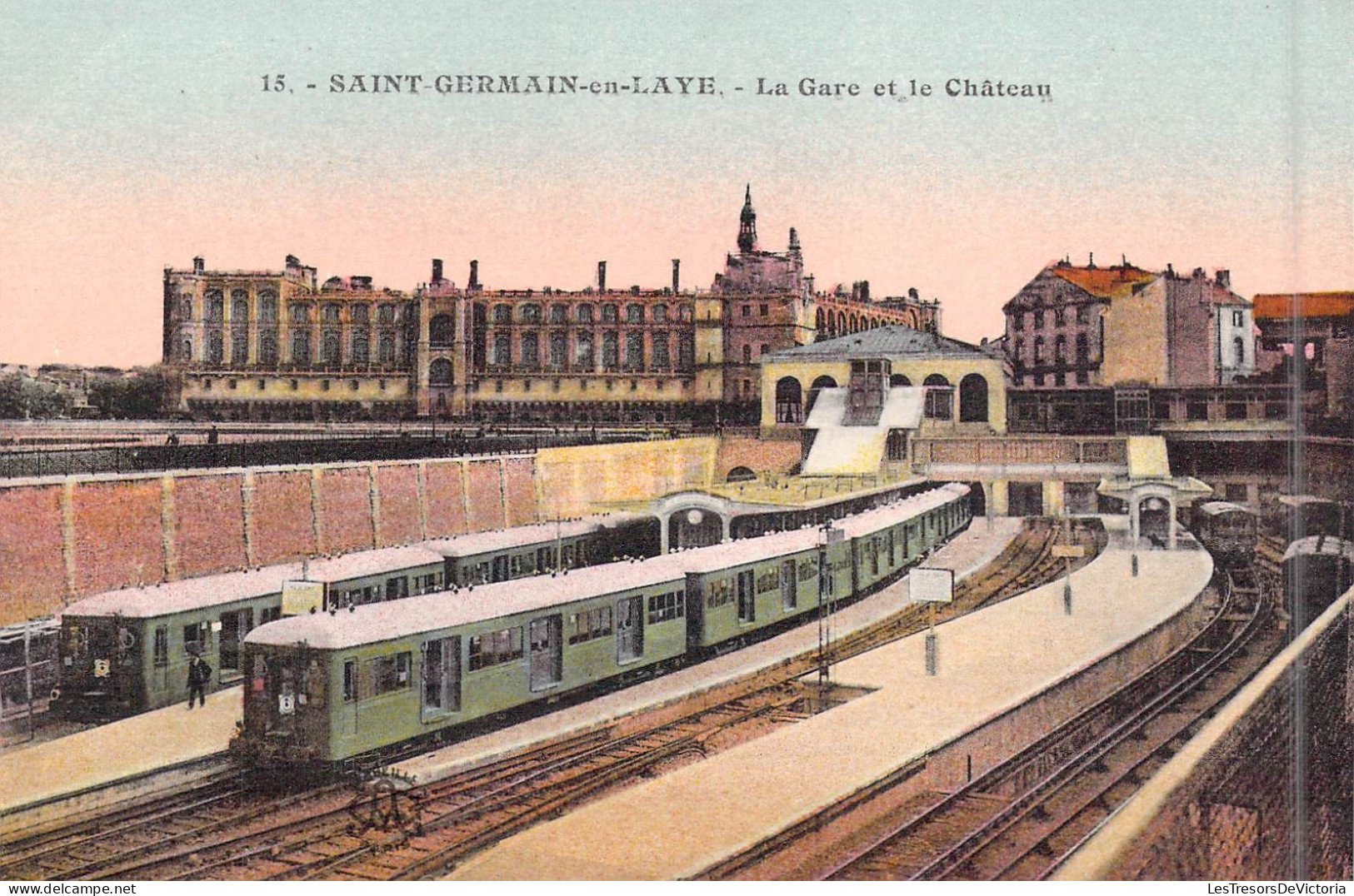 FRANCE - 78 - St-Germain-en-Laye - La Gare Et Le Château - Train - Carte Postale Ancienne - St. Germain En Laye