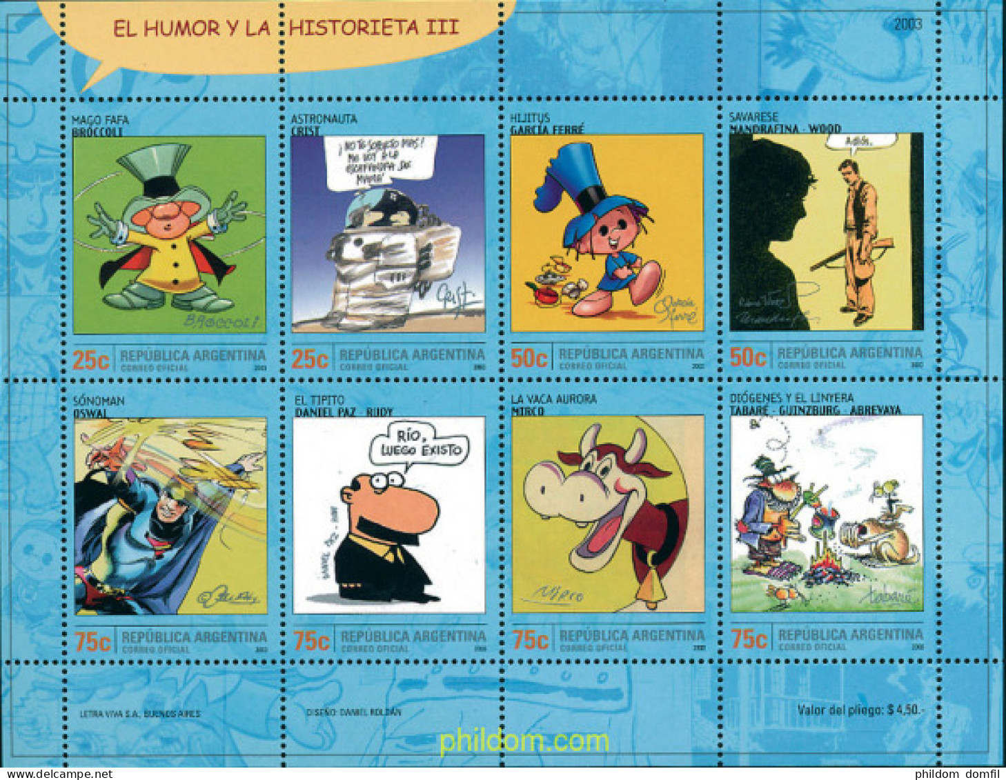 283748 MNH ARGENTINA 2003 EL HUMOR Y LA HISTORIETA - Oblitérés