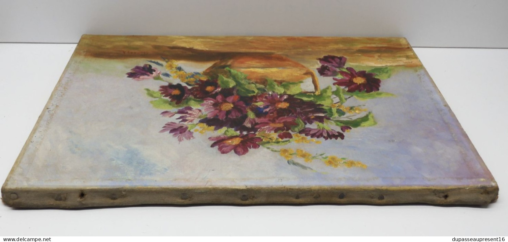 -ANCIEN TABLEAU HUILE SUR TOILE HST BOUQUET de FLEURS signé GUILLEN A déco    E