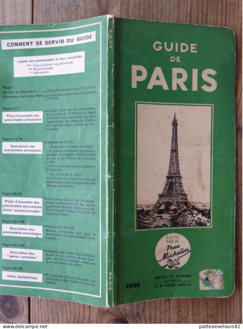 GUIDE De PARIS 1946 Edité Par MICHELIN Guide Vert - Other Plans