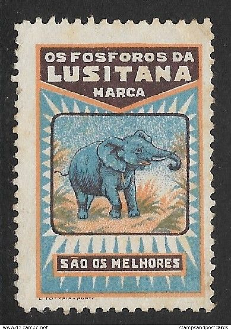 Portugal Ancienne Vignette Publicitaire Allumettes Lusitana éléphant Lusitana Matches Elephant Old Pub Cinderella - Emissions Locales