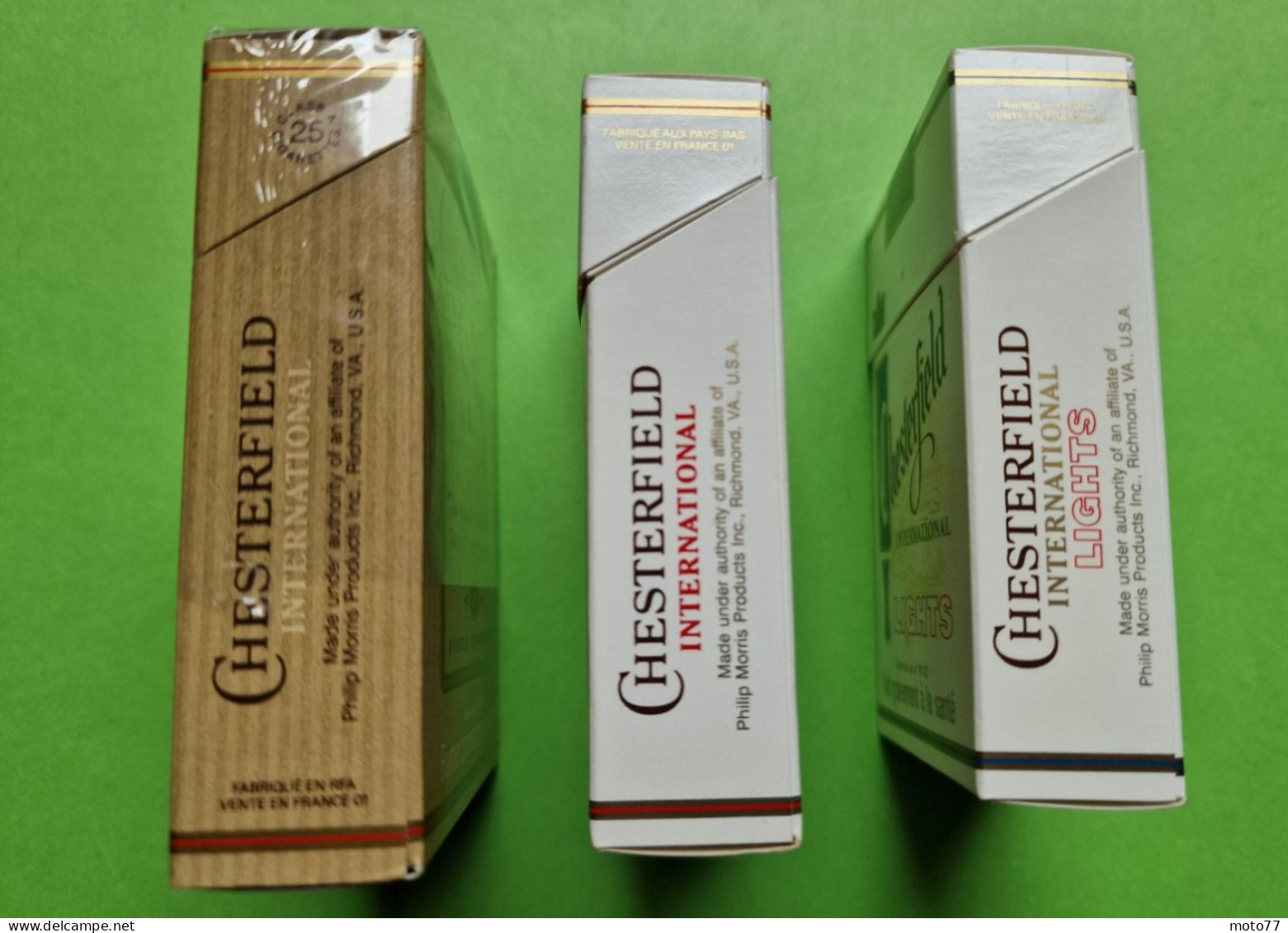 Lot 3 Anciens PAQUETS De CIGARETTES Vide - CHESTERFIELD - Vers 1980 - Estuches Para Cigarrillos (vacios)