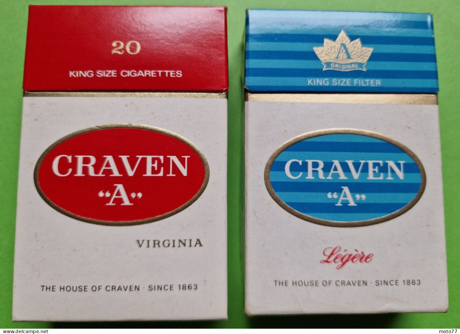 Lot 2 Anciens PAQUETS De CIGARETTES Vide - CRAVEN "A" - Vers 1980 - Etuis à Cigarettes Vides