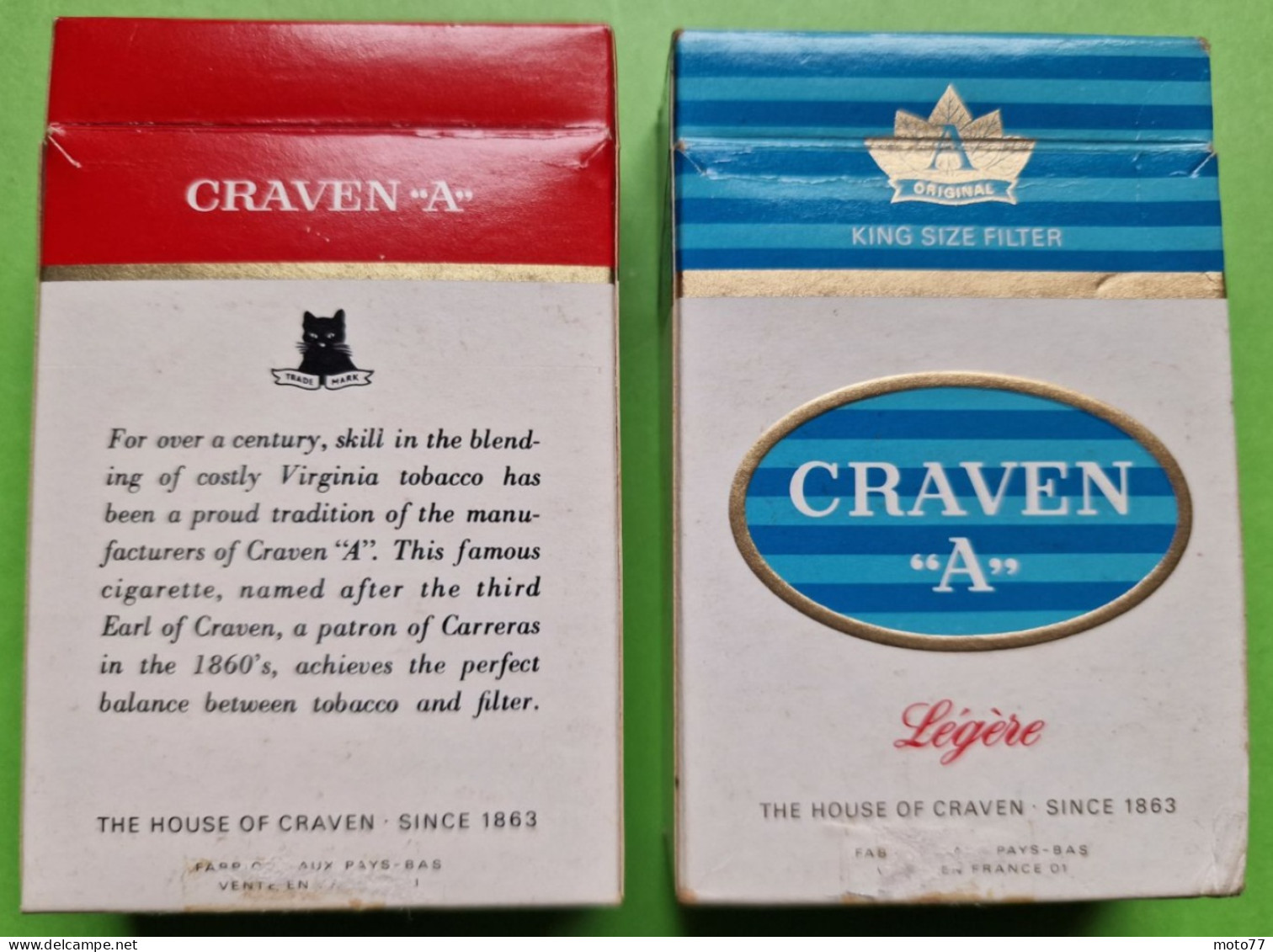 Lot 2 Anciens PAQUETS De CIGARETTES Vide - CRAVEN "A" - Vers 1980 - Etuis à Cigarettes Vides